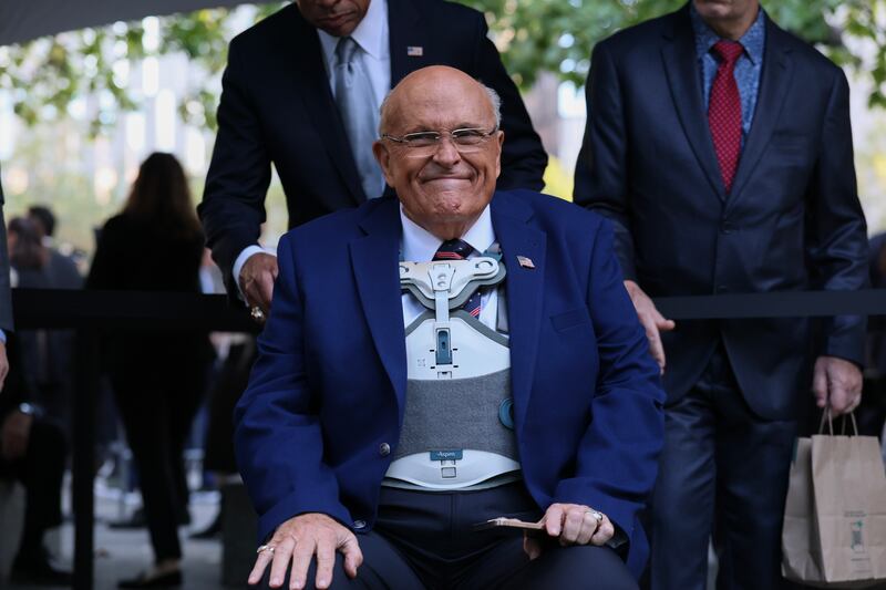 Rudy Giuliani attends the annual 9/11 Commemoration Ceremony at the National 9/11 Memorial and Museum on September 11, 2025 in New York City.