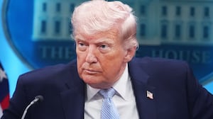 President Donald Trump conducts a news conference in the White House briefing room about the war in Iran on Monday, April 6, 2026.