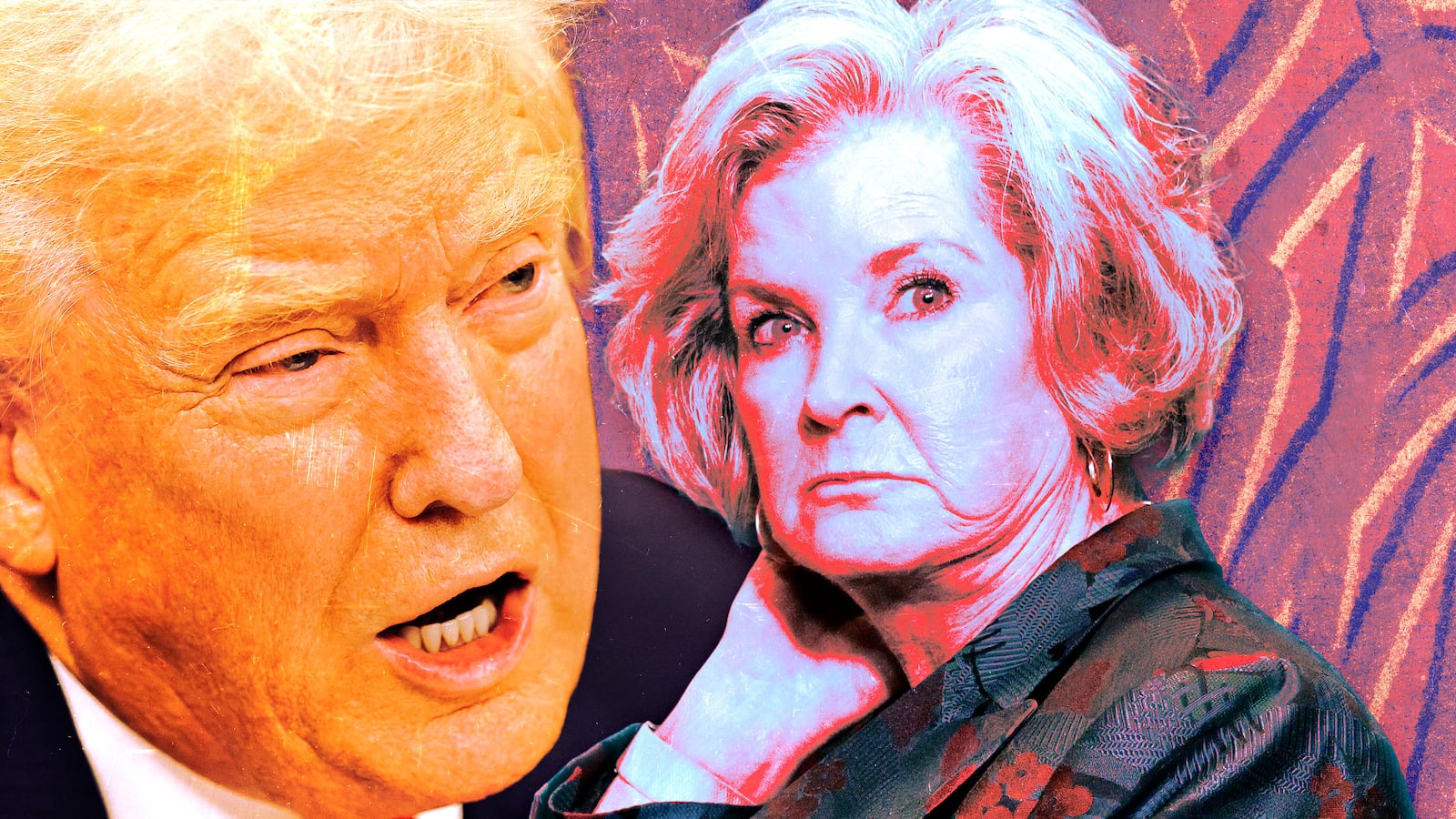 A photo illustration of Donald Trump and Susie Wiles.