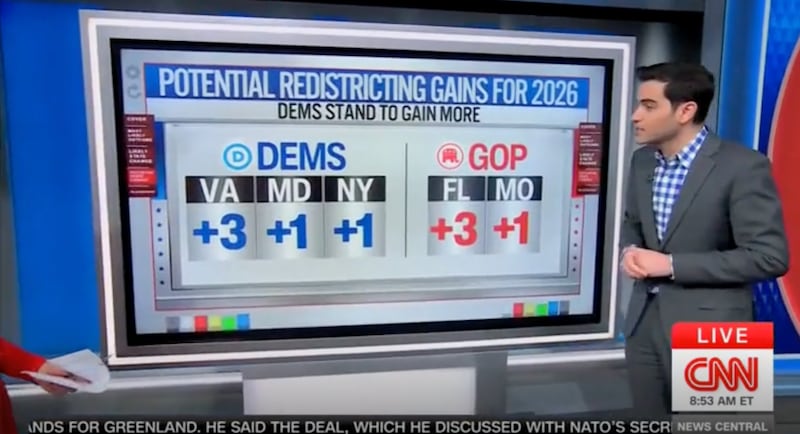 Enten going over Dem and GOP state redistricting efforts.