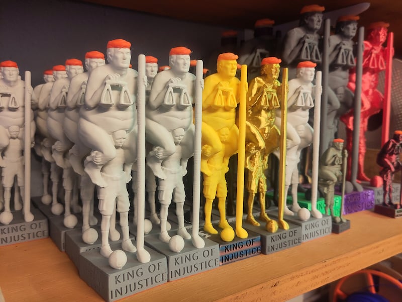 Miniature 3D-printed versions of the statue have also been handed out as “protest tokens.”