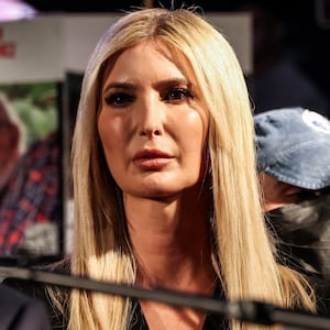 Ivanka Trump listens to the speech of U.S. Special Envoy to the Middle East Steve Witkoff (not pictured) in "Hostages square", after a ceasefire between Israel and Hamas in Gaza went into effect, in Tel Aviv, Israel, October 11, 2025. REUTERS/Ronen Zvulun