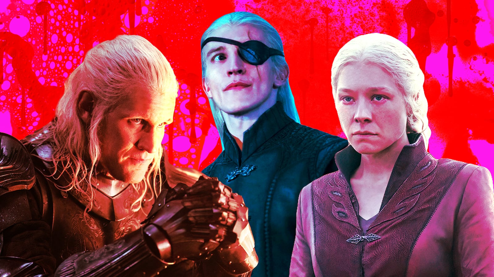 Matt Smith, Ewan Mitchell, and Emma D’Arcy.