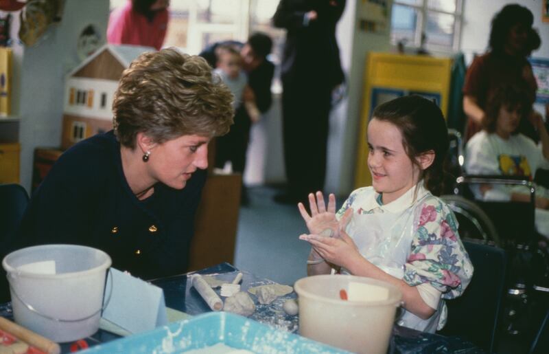 Diana, Princess of Wales  (1961 - 1997) visits children at Great Ormond Street Hospital in London, March 1991. She is wearing a suit by Chanel. (Photo by Jayne Fincher/Princess Diana Archive/Getty Images)