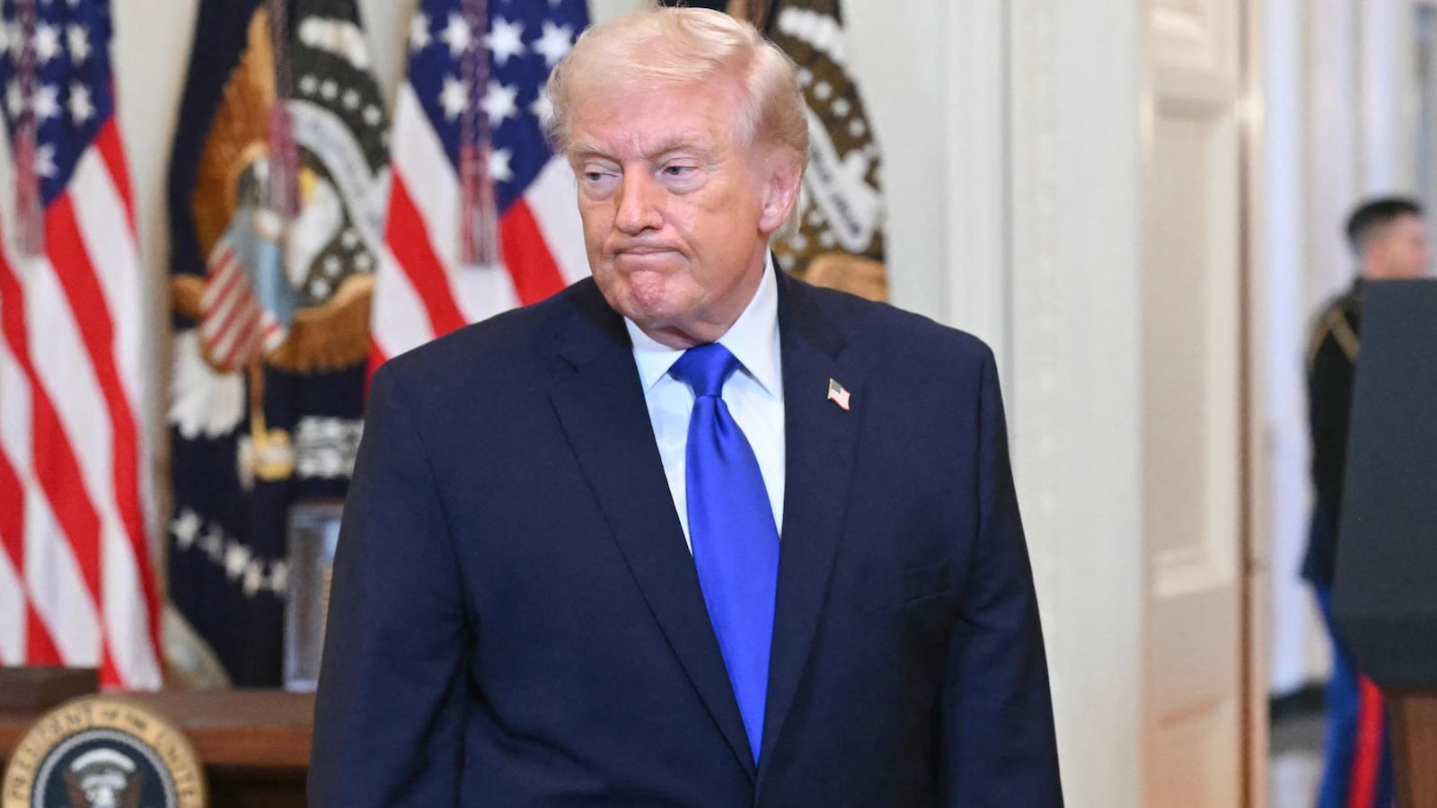 President Donald Trump became distracted and had an inpromptu one-on-one conversation with an attendee while speaking during the Angel Families Remembrance Ceremony in the East Room of the White House on February 23, 2026.