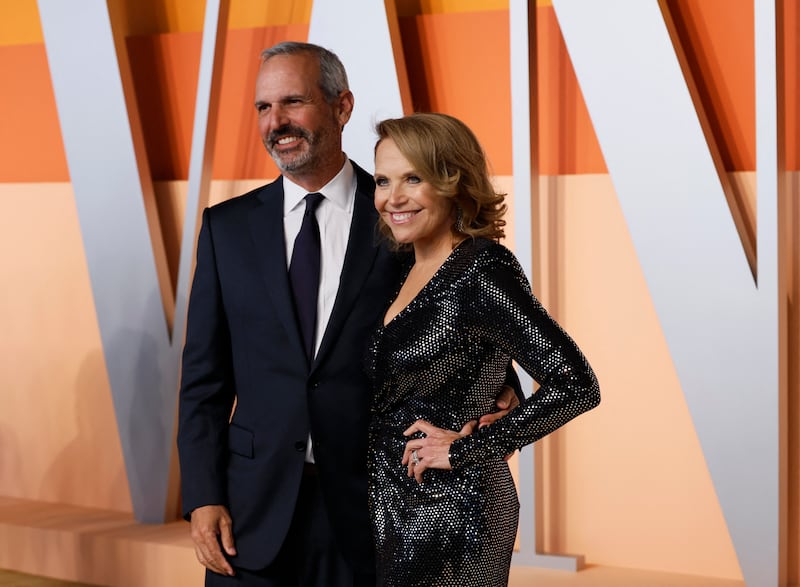 Katie Couric and her husband John Molner at the Vanity Fair Oscars party after the 97th Academy Awards, in Beverly Hills, California, U.S., March 2, 2025.