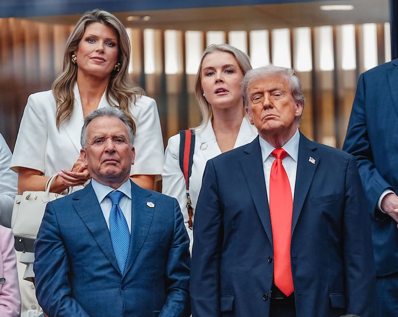 NEW YORK, NY - SEPTEMBER 07:  Lindsey Halligan, Karoline Leavitt, Steve Witkoff and President Donald Trump attend the Men's Singles Final on Day 15 of the 2025 US Open Tennis Championships at the USTA Billie Jean King National Tennis Center on September 07, 2025 in Flushing Meadows, Queens, New York City.  (Photo by XNY/Star Max/GC Images)