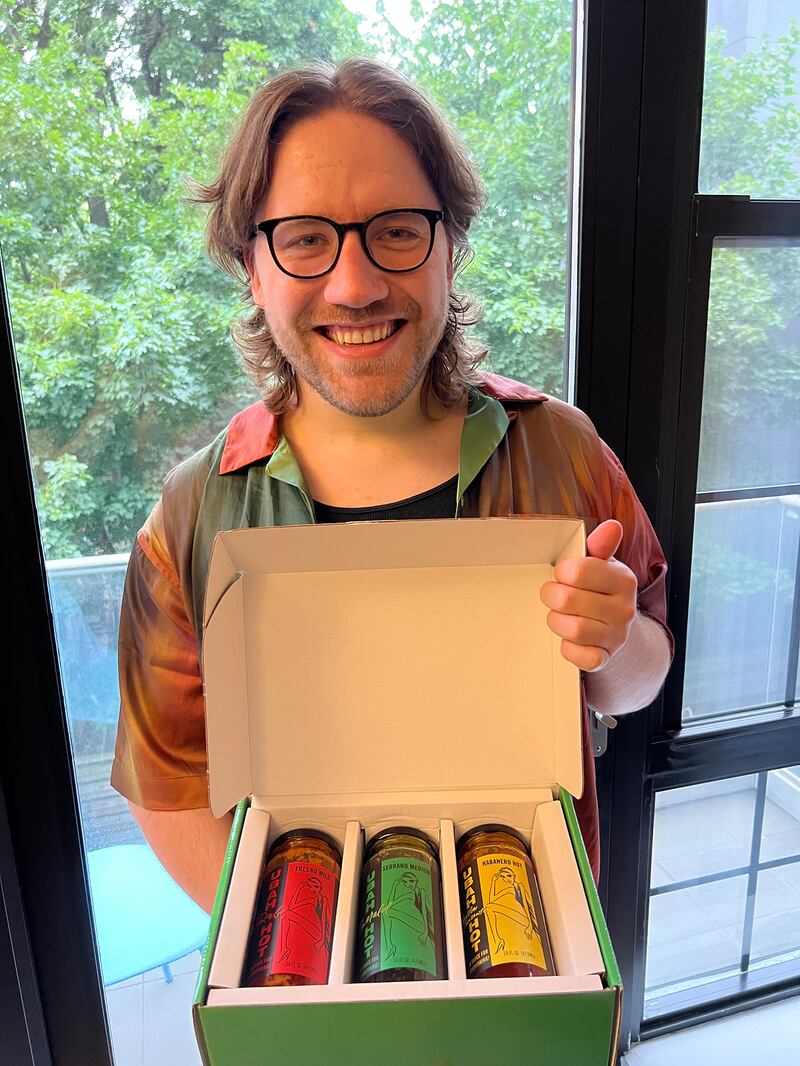 The box set of Ubah Hot sauces.