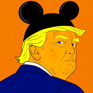Donald Trump, Mickey ears illustration, illo