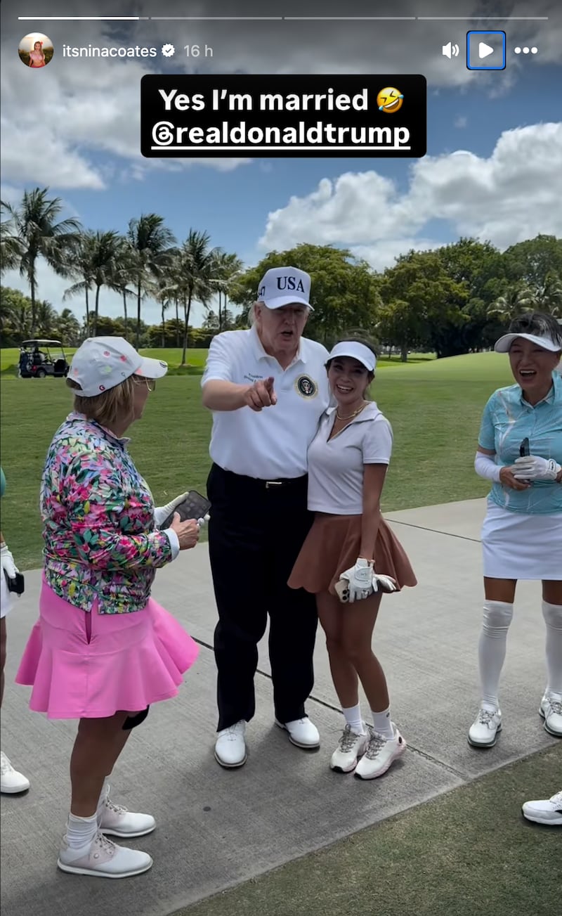 "Yes I'm married," the object of Trump's apparent desire responded on Instagram.