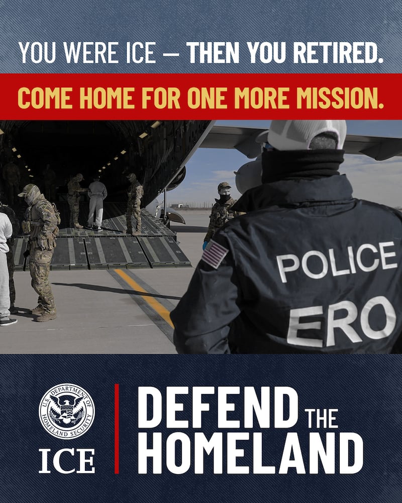 DHS says it's had masses of applications for ICE, yet continues to try to tempt back retirees.