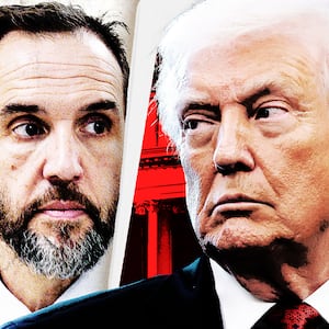 Jack Smith and Donald Trump in front of investigation files.