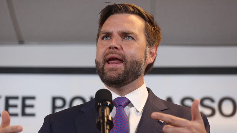 US Senator and 2024 Republican vice presidential candidate J.D. Vance speaks during a campaign event at the Milwaukee Police Association in Milwaukee, Wisconsin, on August 16, 2024.