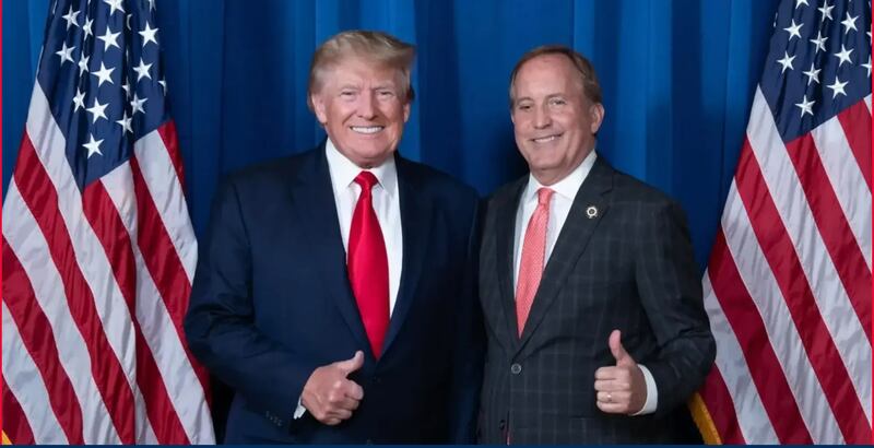 Texas AG Ken Paxton also shows him alongside President Trump on his website as he mounts a primary challenge against Sen. John Cornyn.