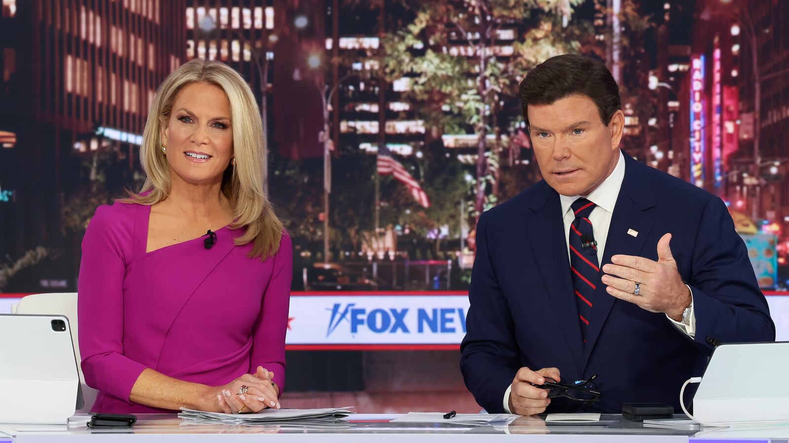 Fox News anchors Martha MacCallum and Bret Baier.