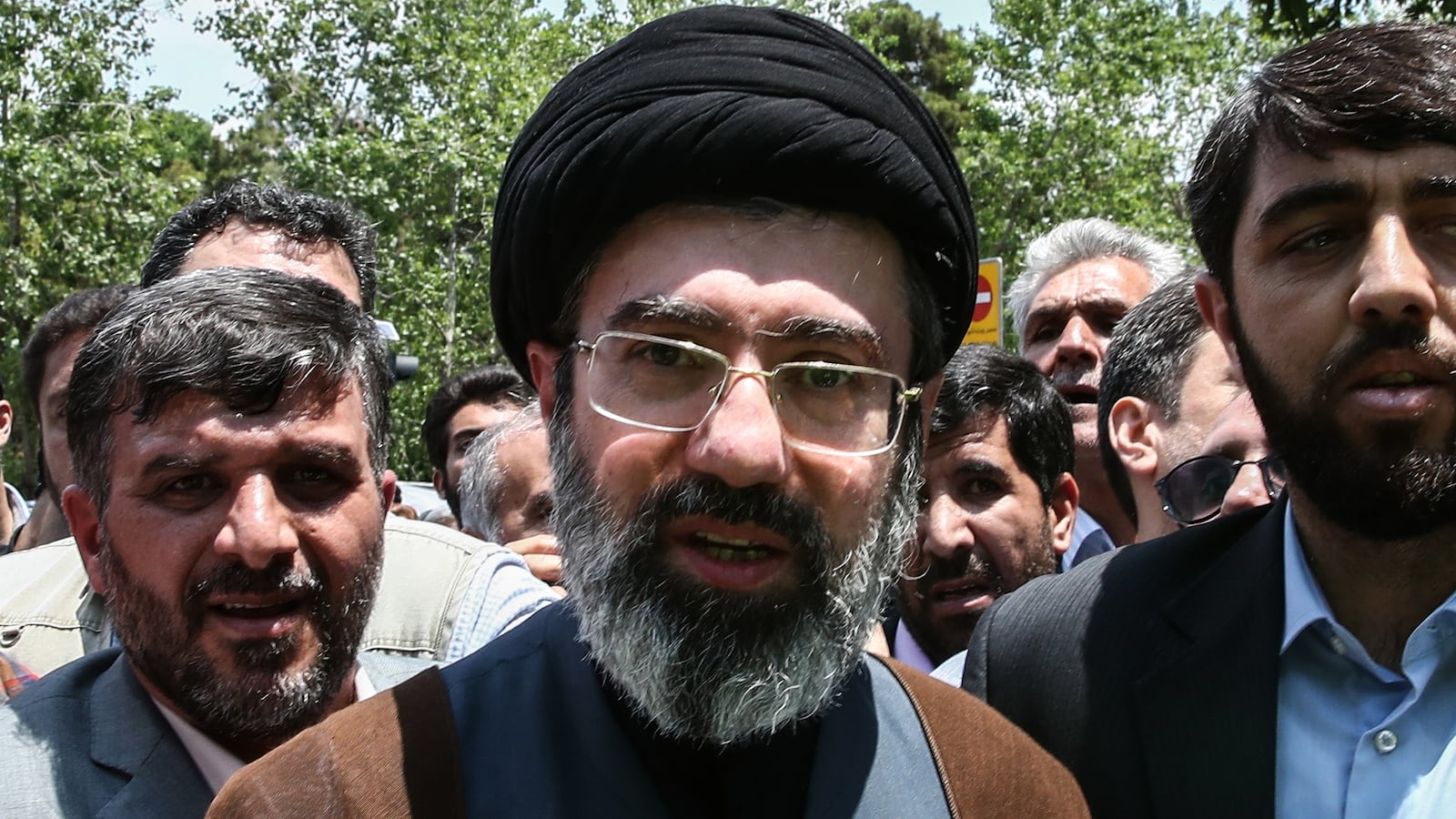 31 May 2019, Iran, Tehran: Mojtaba Khamenei (C), son of Iranian Supreme Leader Ayatollah Ali Khamenei, is pictured during a protest marking the annual al-Quds Day (Jerusalem Day) on the last Friday of the Muslim holy month of Ramadan. Photo: Saeid Zareian/dpa (Photo by Saeid Zareian/picture alliance via Getty Images)