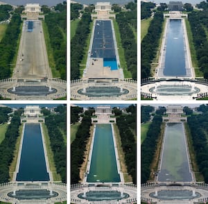 Pictures of the renovations of the Reflecting Pool taken between May 2 and June 18 reveal just how badly Trump’s project has backfired.