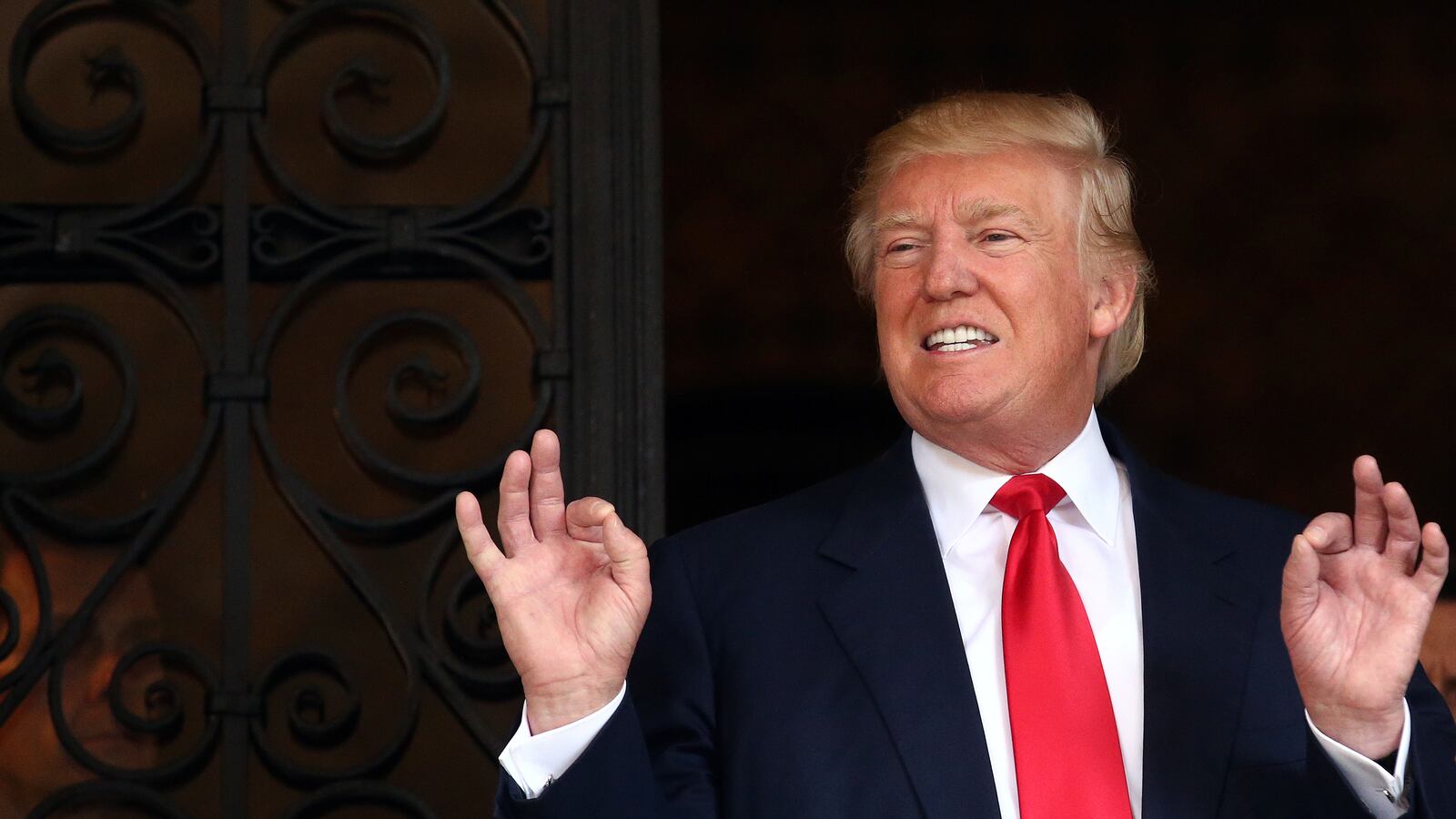 Donald Trump talks with the media at Mar-a-Lago estate where Trump attends meetings, in Palm Beach, Florida, U.S., December 21, 2016.