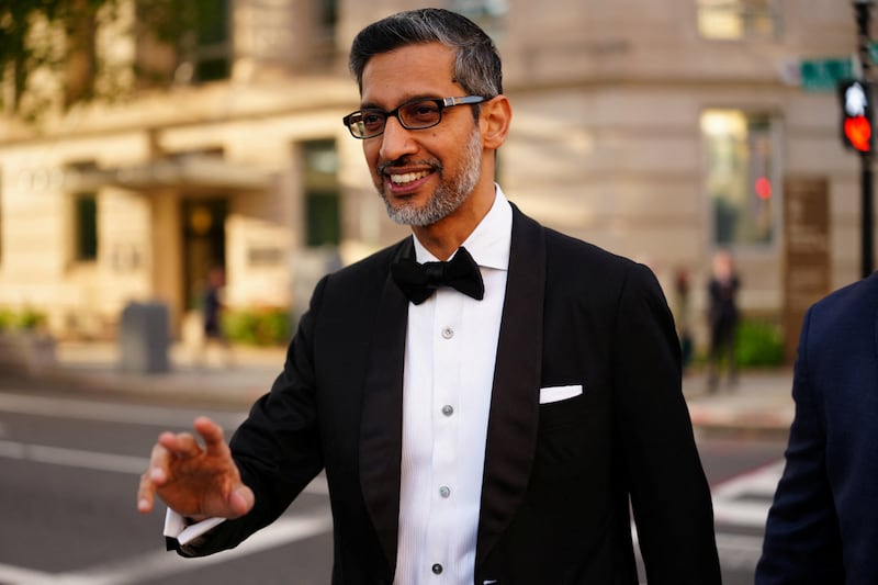 Google and Alphabet CEO Sundar Pichai arrives for a state dinner held by US President Donald Trump and first lady Melania Trump for Chinese President Xi Jinping and his wife, Peng Liyuan, in Washington, D.C., US, September 24, 2026. REUTERS/Aaron Schwartz