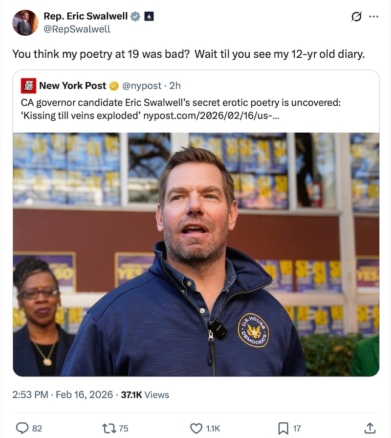 The 45-year-old congressman made light of poetry he wrote more than 25 years ago.