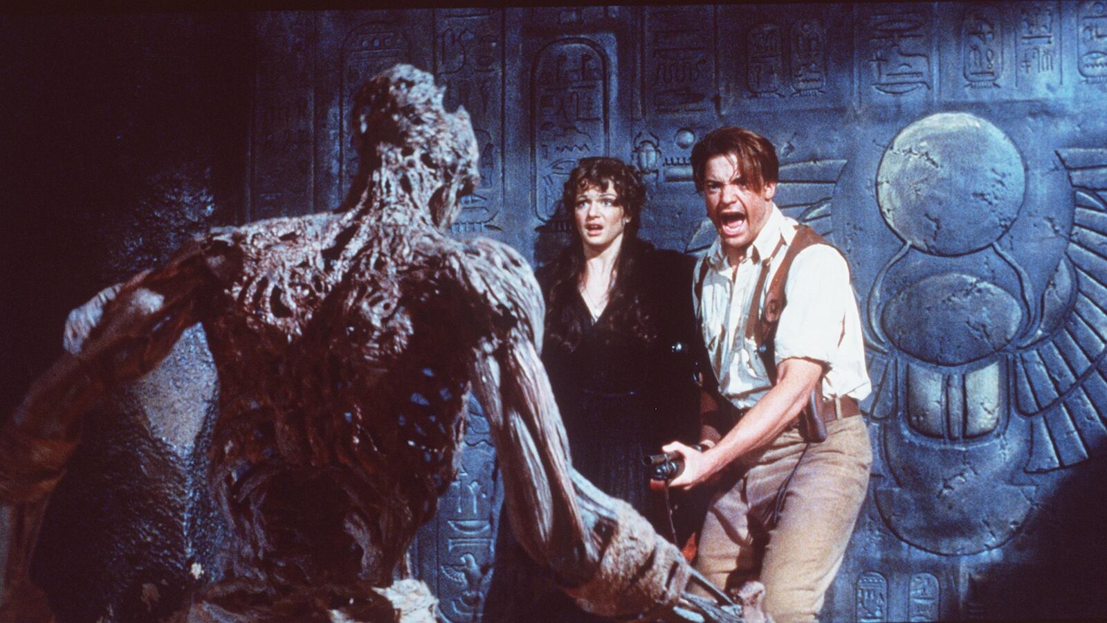 Rick O''Connell (Brendan Fraser) must save Evelyn (Rachel Weisz) and the rest of the world from the 3,000 year-old curse in "The Mummy." 1999 Universal Studios. All Rights Reserved.