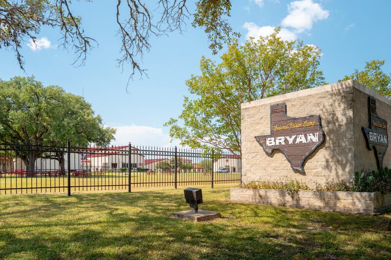 BRYAN, TEXAS - AUGUST 01: Signage is displayed near the entrance to Federal Prison Camp Bryan on August 01, 2025 in Bryan, Texas. Jeffrey Epstein's former girlfriend, Ghislaine Maxwell, has been transferred from a federal prison in Florida to Federal Prison Camp Bryan in  South Texas. The move comes on the heels of Maxwell’s case recently drawing more attention after she asked the U.S. Supreme Court to overturn her conviction.  (Photo by Brandon Bell/Getty Images)