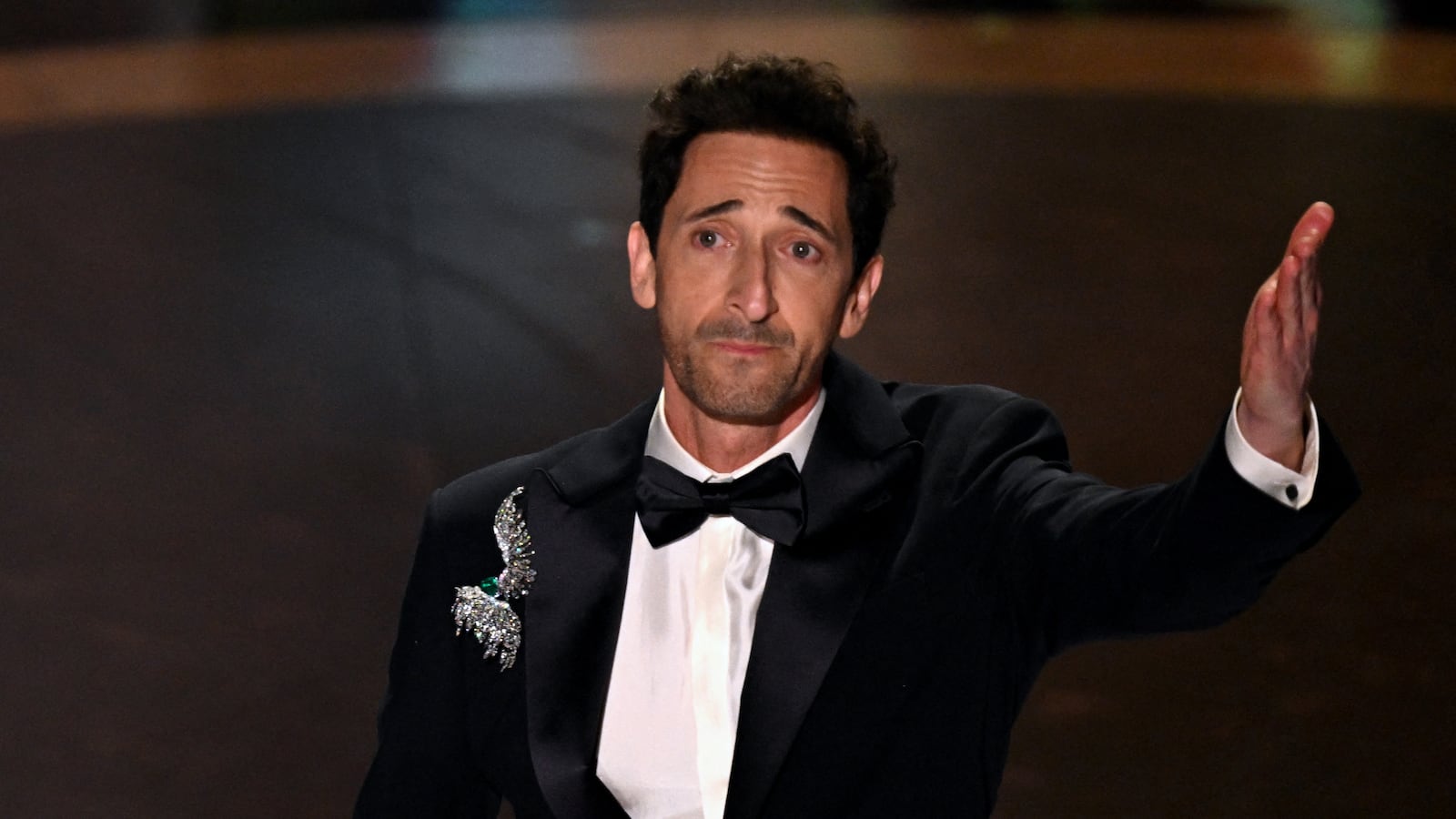 Adrien Brody accepts the award for Best Actor in a Leading Role for "The Brutalist"