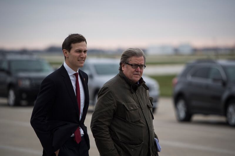 Steve Bannon and Jared Kushner in Indianapolis, on Dec. 01, 2016.