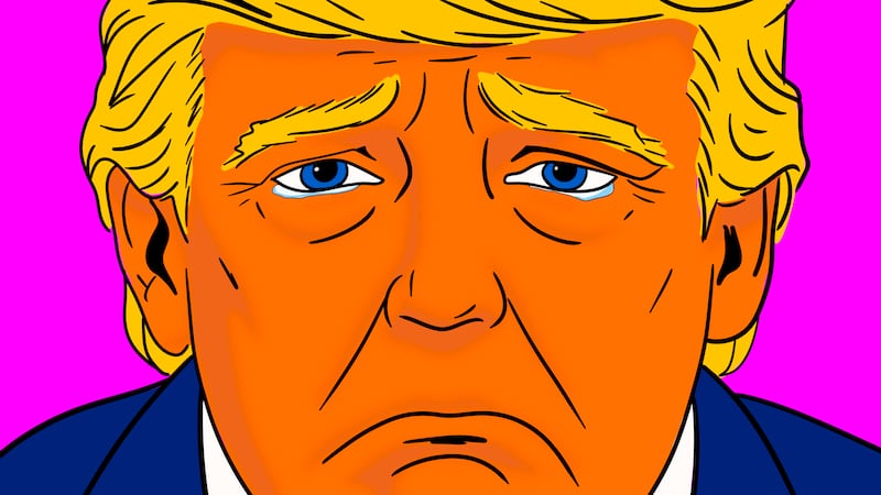 Donald Trump crying illustration, illo