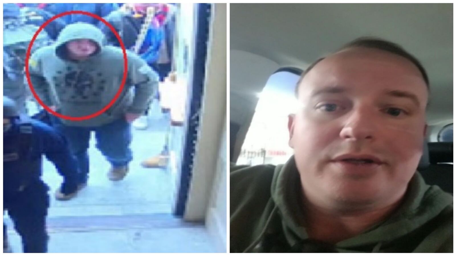 Side-by-side pictures of Zachariah Boulton, accused Jan. 6 rioter.