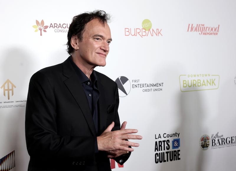 Quentin Tarantino arrives to receive The Vanguard Award at the Burbank International Film Festival Gala Honoring Quentin Tarantino at Marriott Convention Center on September 28, 2025 in Burbank, California.