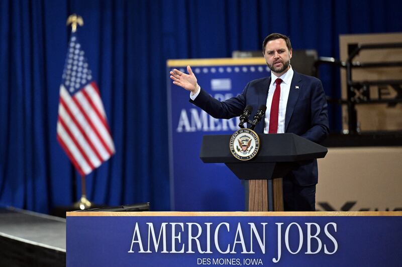 Vance speaks during an event