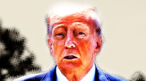 Donald Trump distorted and looking nervous