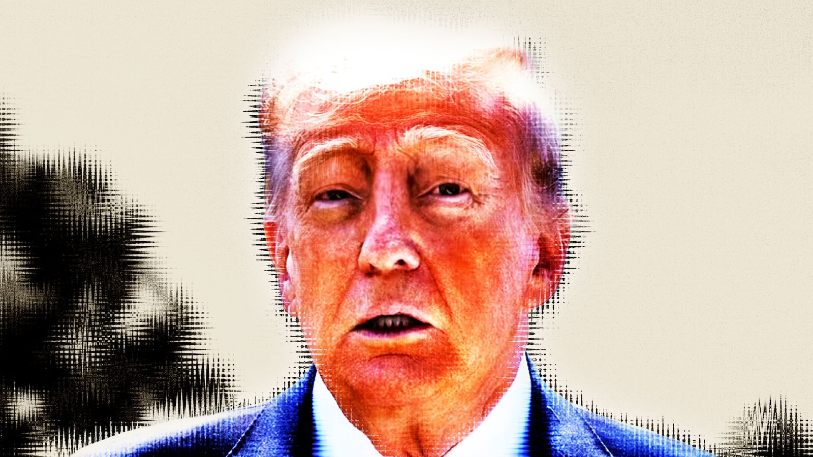 Donald Trump distorted and looking nervous