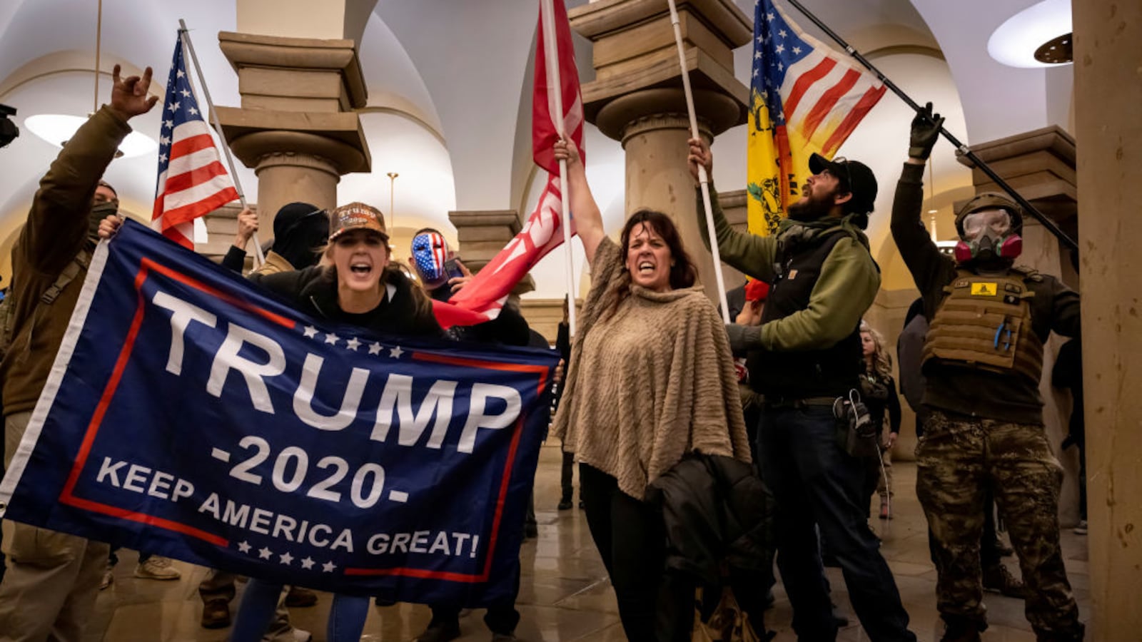 Supporters of US President Donald Trump protest inside the US Capitol on January 6.