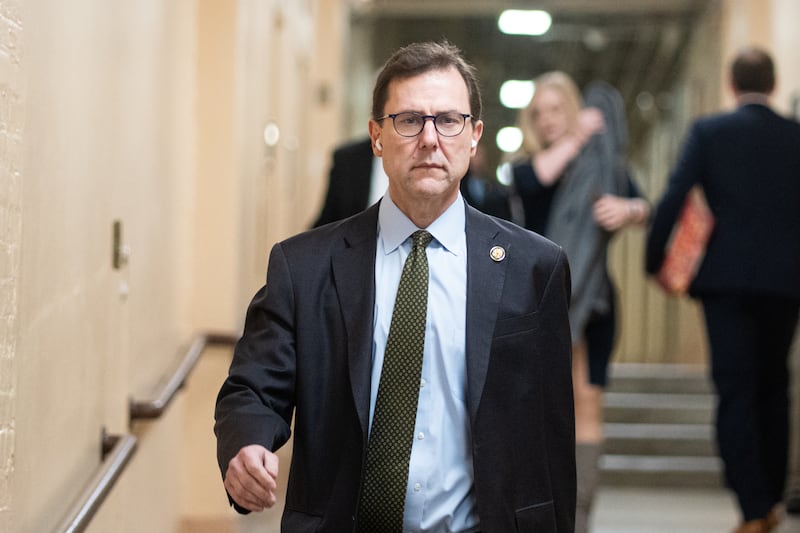 UNITED STATES - MARCH 4: Rep. Thomas Kean Jr., R-N.Y., arrives for the House Republican Conference caucus meeting in the U.S. Capitol on Wednesday, March 4, 2026. (Bill Clark/CQ-Roll Call, Inc via Getty Images)