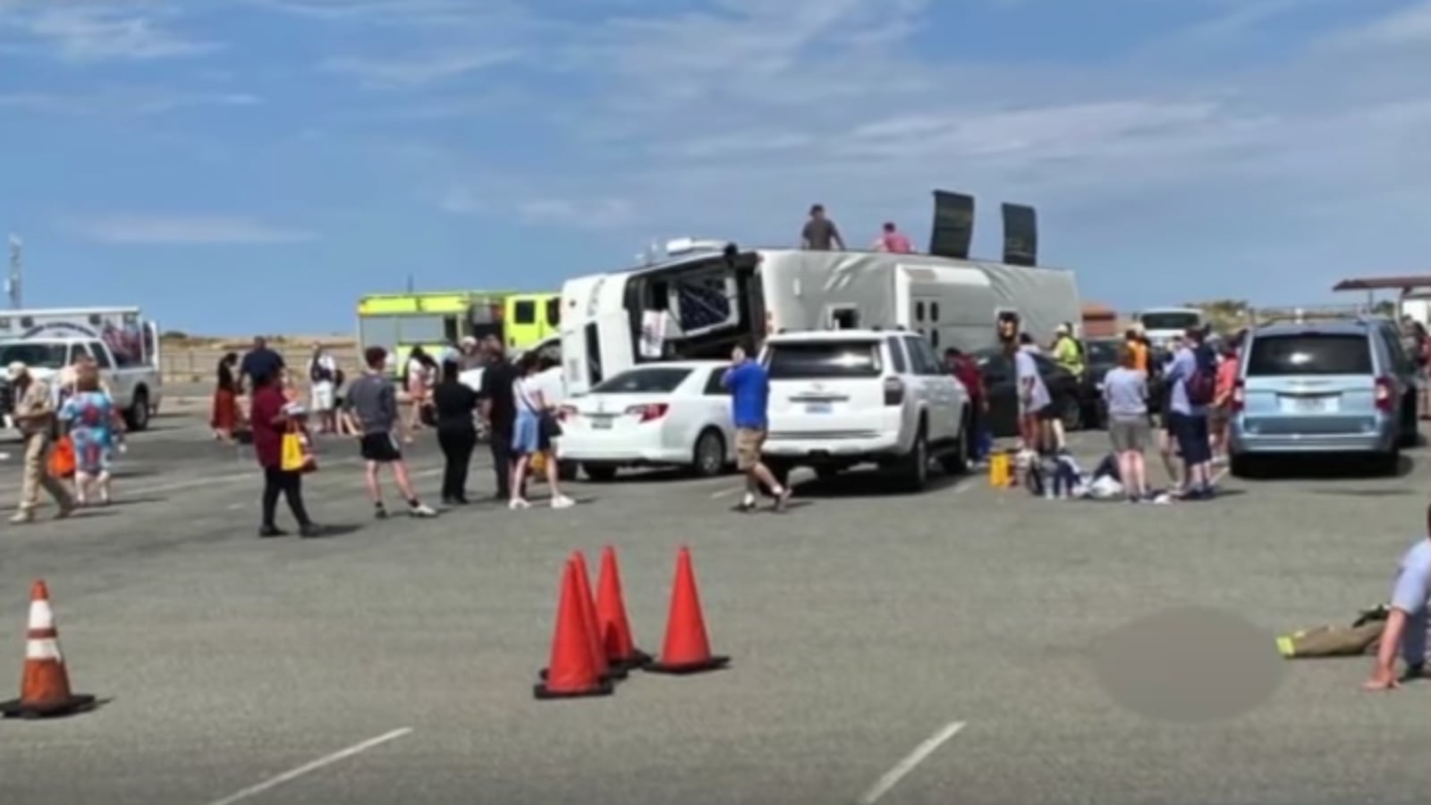 A bus crash in Grand Canyon West which left one person dead and dozens of others injured.