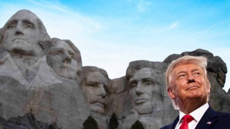 Without context, President Donald Trump posted this photo of himself and Mt. Rushmore on Friday night.