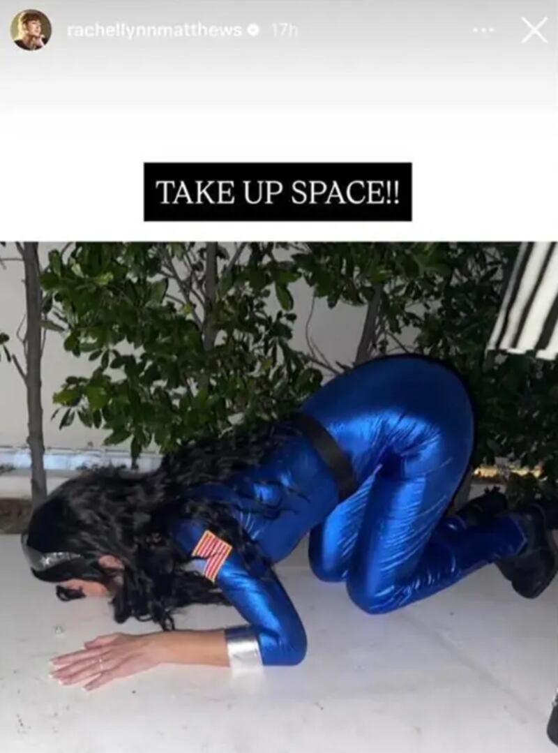 Matthews mocked Perry's dramatic ground-kissing stunt after returning from space.