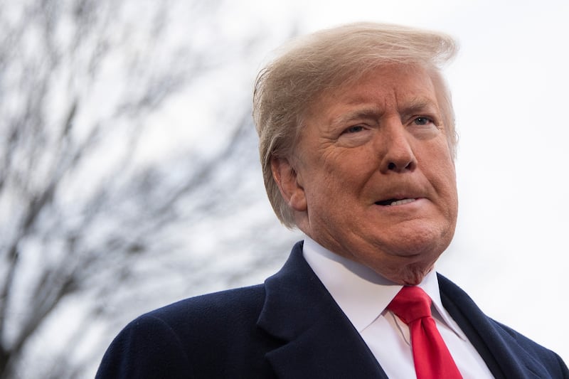 Donald Trump mid-sentence.