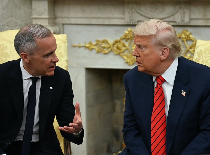 US President Donald Trump meets with Canadian Prime Minister Mark Carney