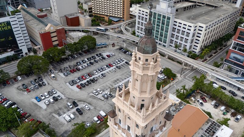 Top-down view of the Miami Dade College's site of the proposed President Donald Trump presidential library in Miami, on Sept. 23, 2025.