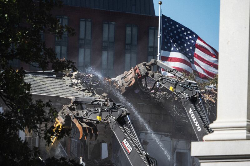 Heavy equipment has been seen tearing into the East Wing for days.