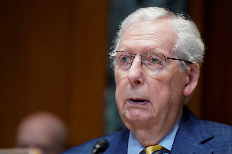 Senator Mitch McConnell (R-KY) in better health attending a Senate Appropriations Committee hearing.