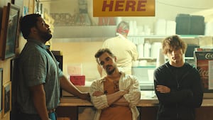 O'Shea Jackson Jr., Dave Franco and Mason Thames appear in The Shitheads by Macon Blair, an official selection of the 2026 Sundance Film Festival. Courtesy of Sundance Institute.