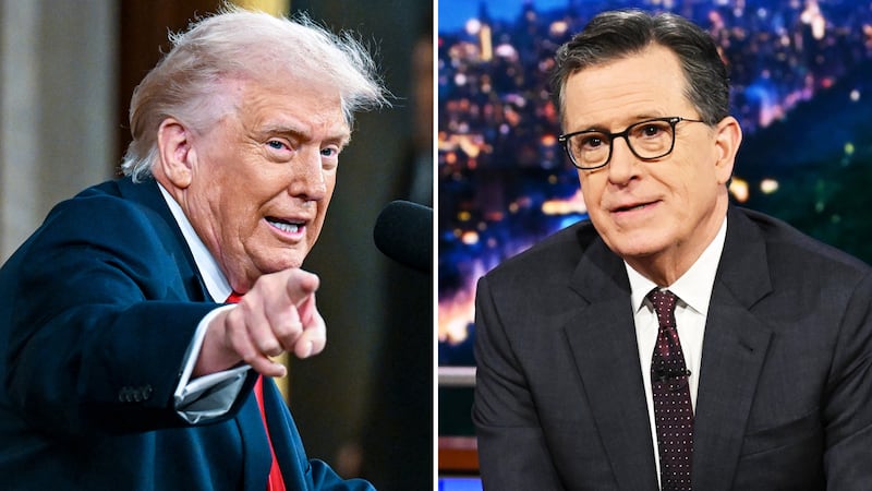 President Trump and Stephen Colbert.