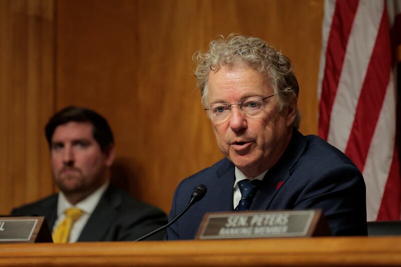 WASHINGTON, DC - APRIL 03: Chairman Sen. Rand Paul (R-KY) speaks during a nomination hearing with the Senate Committee on Homeland Security and Governmental Affairs on Capitol Hill on April 03, 2025 in Washington, DC. The committee held the nomination hearing for Scott Kupor, U.S. President Donald Trump's nominee to be Director of the Office of Personnel Management and Eric Ueland, U.S. President Donald Trump's nominee to be Deputy Director for Management at the Office of Management and Budget. Senators spoke with the witnesses about their history in government, goals for their roles and actions U.S. President Donald Trump has taken in his first few months of office. (Photo by Anna Moneymaker/Getty Images)