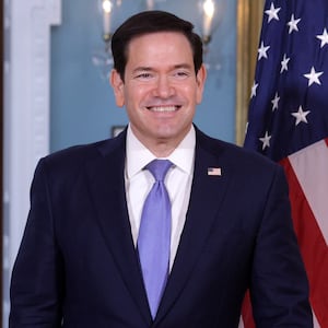 Secretary of State Marco Rubio welcomes Austrian Foreign Minister Beate Meinl-Reisinger to the State Department on August 11, 2026 in Washington, DC where he did not answer a question about Trump secretly ditching the former Air Force One while leaving Turkey last month.