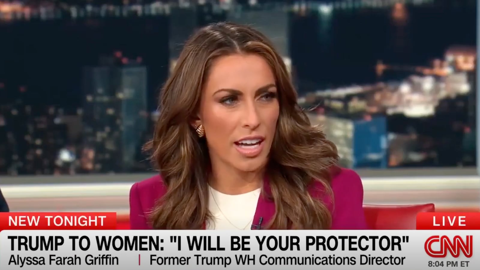Ex-Trump aide Alyssa Farah Griffin slammed his “creepy” pitch to women as their “protector.”