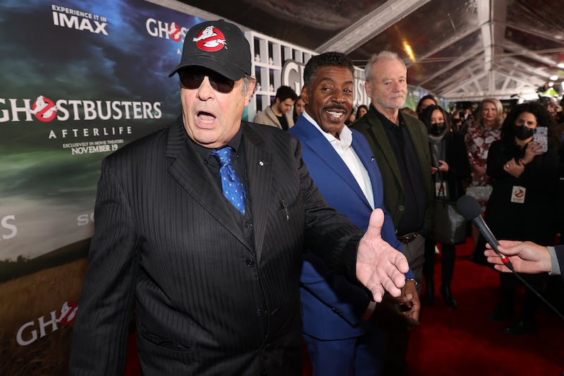 Dan Aykroyd, Ernie Hudson, and Bill Murray attend the GHOSTBUSTERS: AFTERLIFE World Premiere in New York City on November 15, 2021.